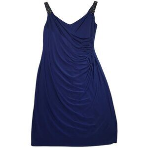 Lauren Ralph Lauren Women's Evening Dress Jewel Straps Ruched Dark Blue Size 12